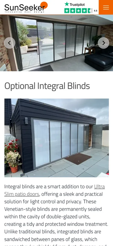 SunSeeker Doors integral blinds page