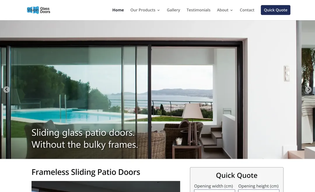 Vision Glass Doors Website Redesign